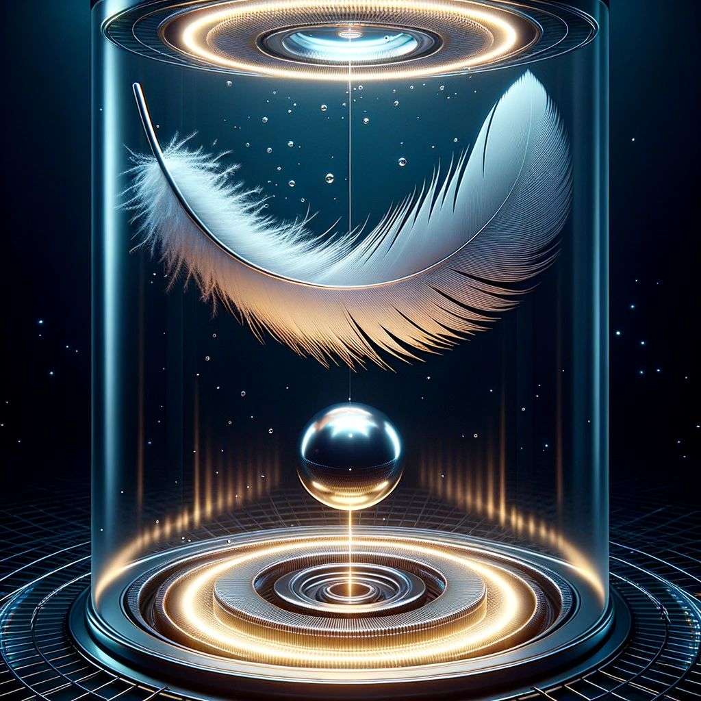 the discovery of gravity, digital art, glowing